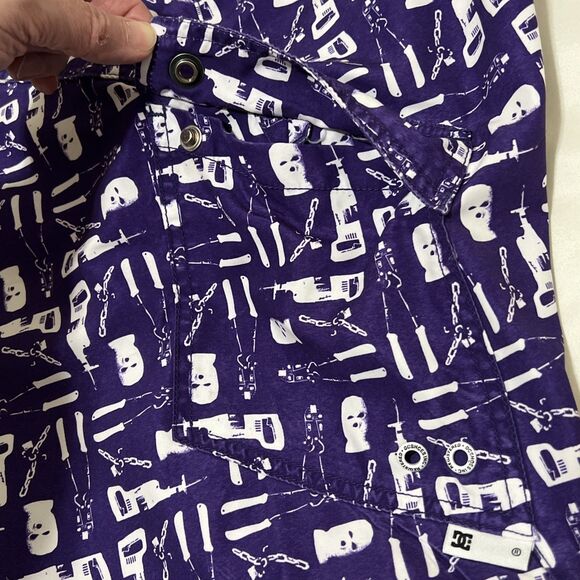 DC Shoes Skate Surf Purple White Snap Button Swim Trunks Board Shorts 32 Act. 30 - Picture 12 of 13